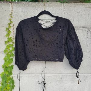 Ecrue Lab Lace open back crop top
